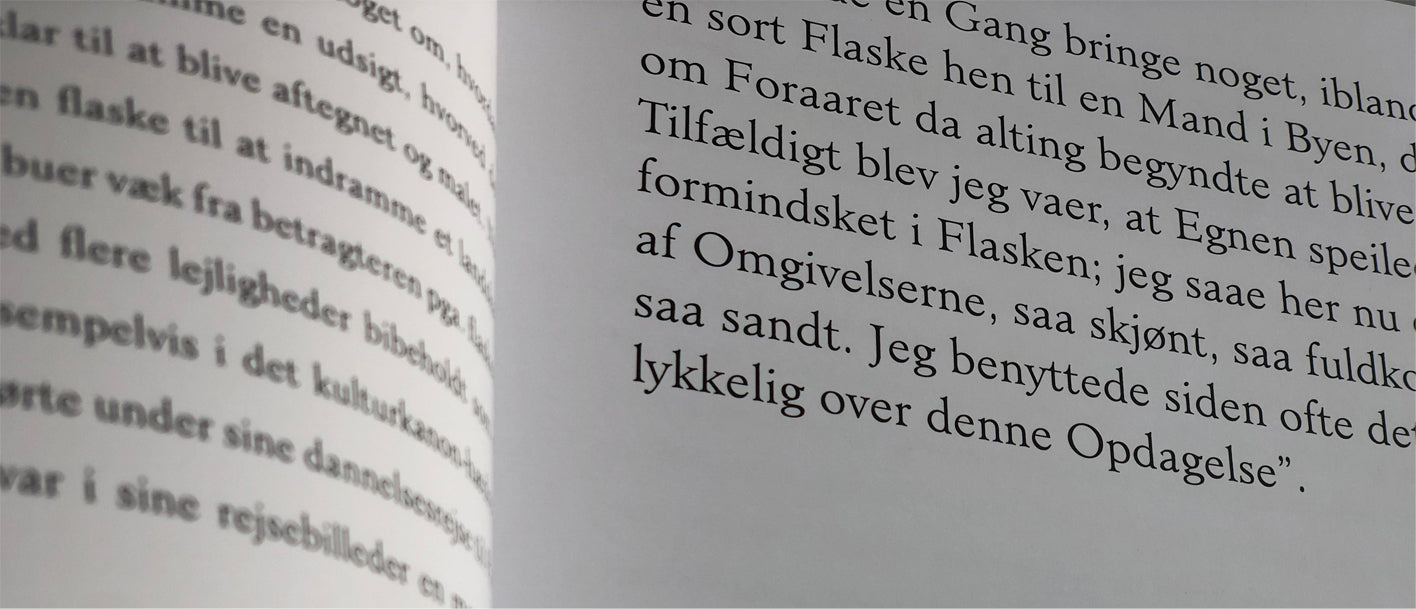 Nærbillede af trykt tekst i en bog om kunst af Peter Ejlerskov.